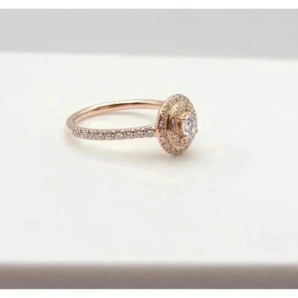Tiffany & Co 18kt Rose Gold Soleste Diamond Halo Engagement Ring Size 4.5